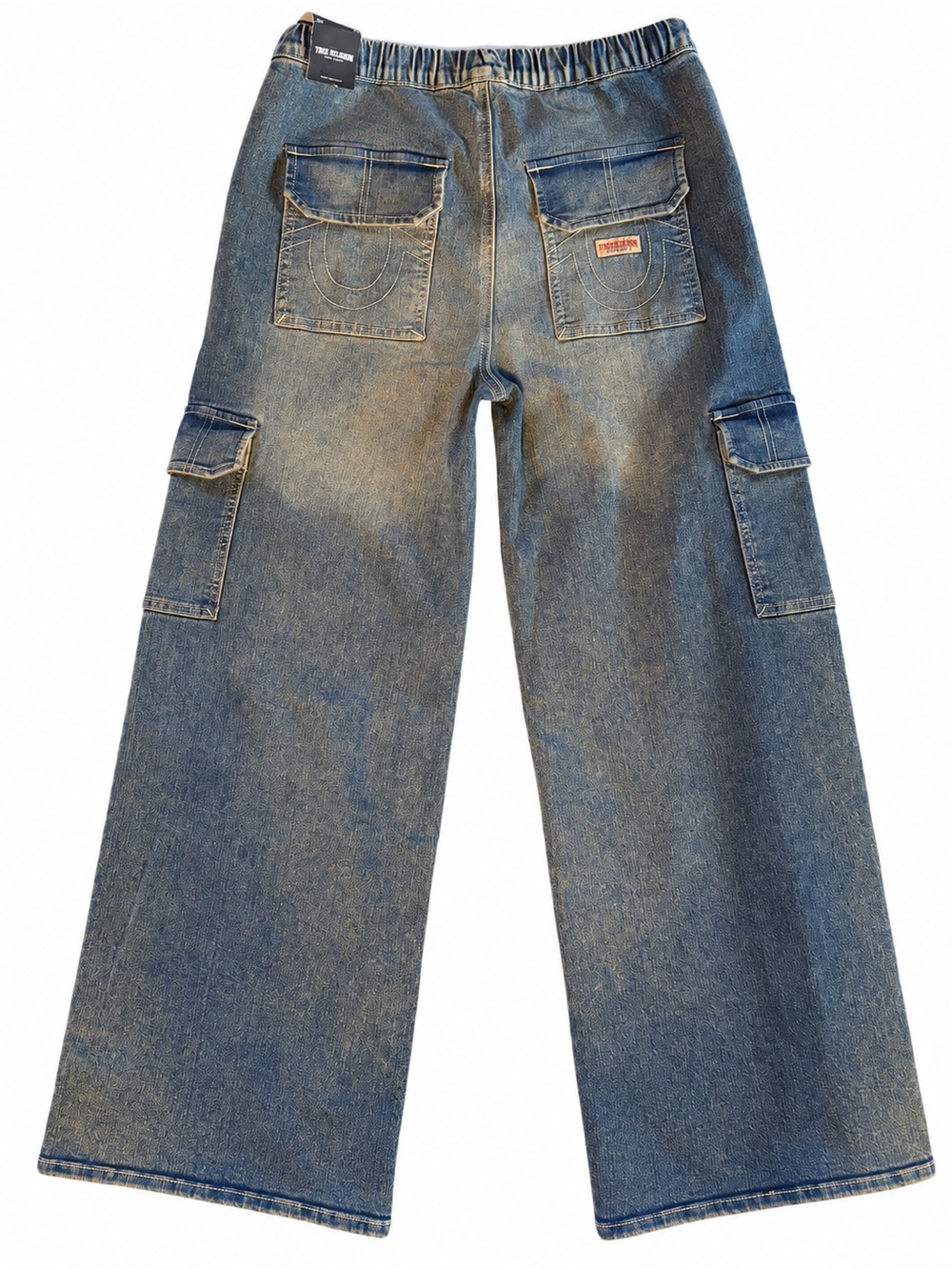 True Religion Y2K Jessie Super Baggy Cargo Jeans Size 28 NWT Medium Horizon
